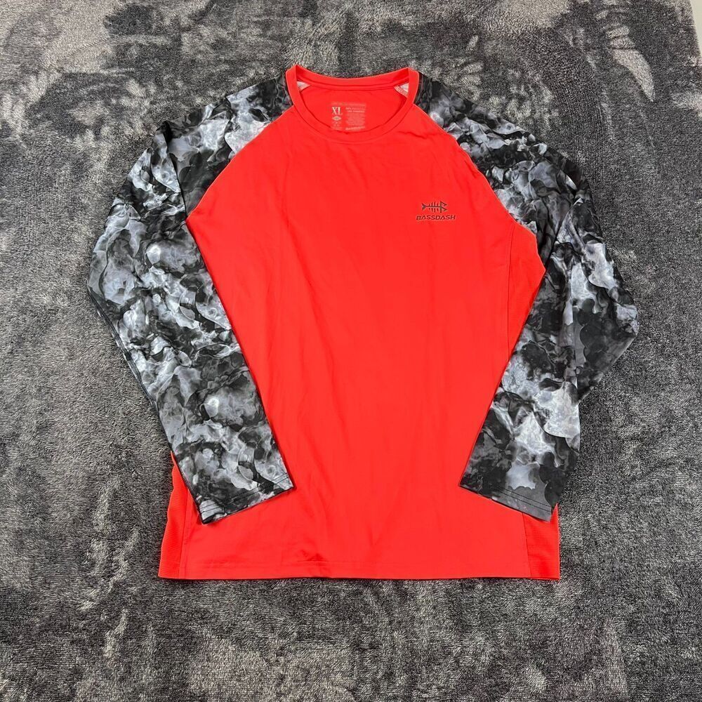 SOLD Bass Dash Long Sleeve Camo Red UPF 50 Shirt Men's XL Stretch Fishing NWT - Picture 1 of 9